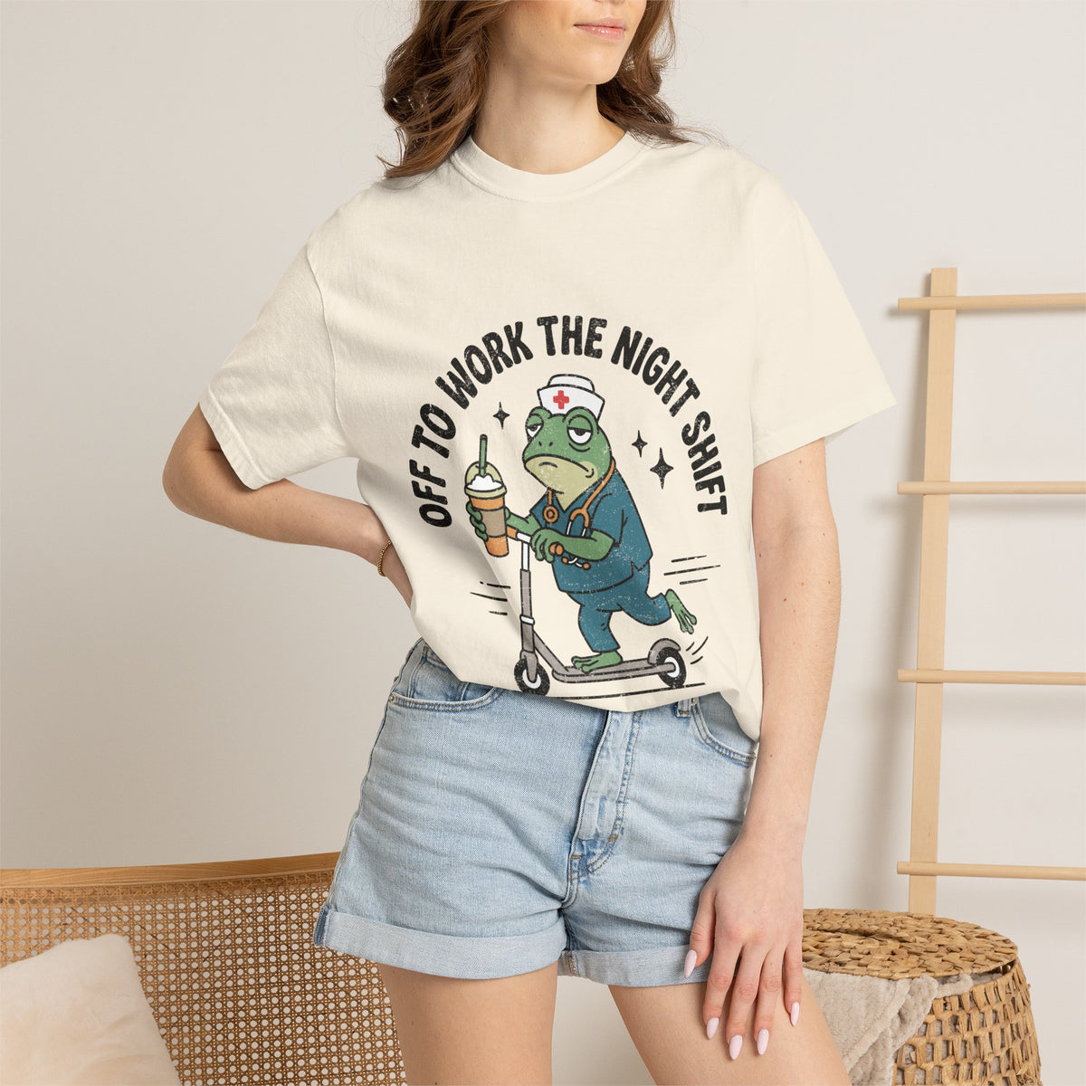 Night Shift Nurse Comfort Colors Shirt, Funny Nurse Frog Tee, Healthcare Worker Gift, RN CNA Nursing School Graduate Shirt