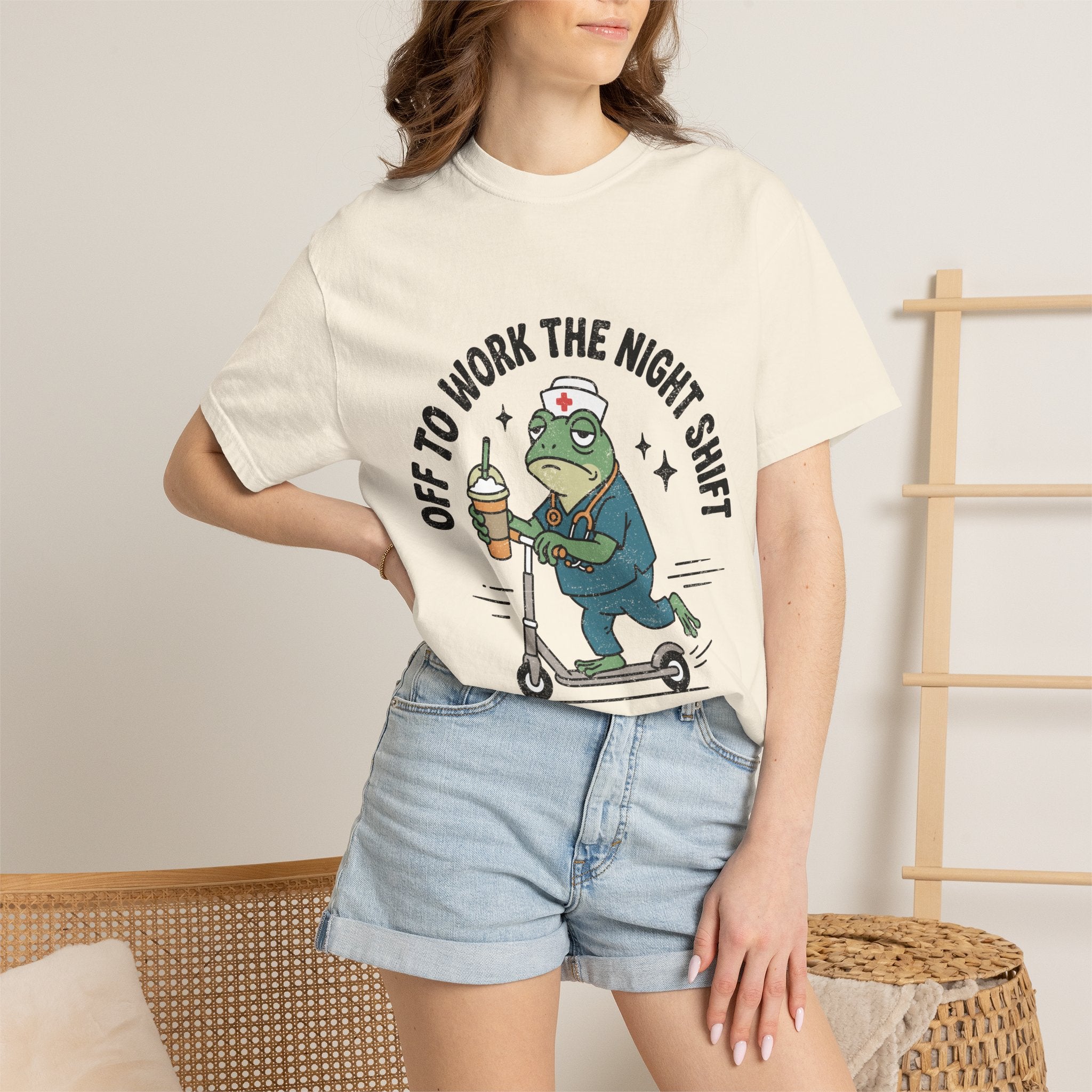 Night Shift Nurse Comfort Colors Shirt, Funny Nurse Frog Tee, Healthcare Worker Gift, RN CNA Nursing School Graduate Shirt