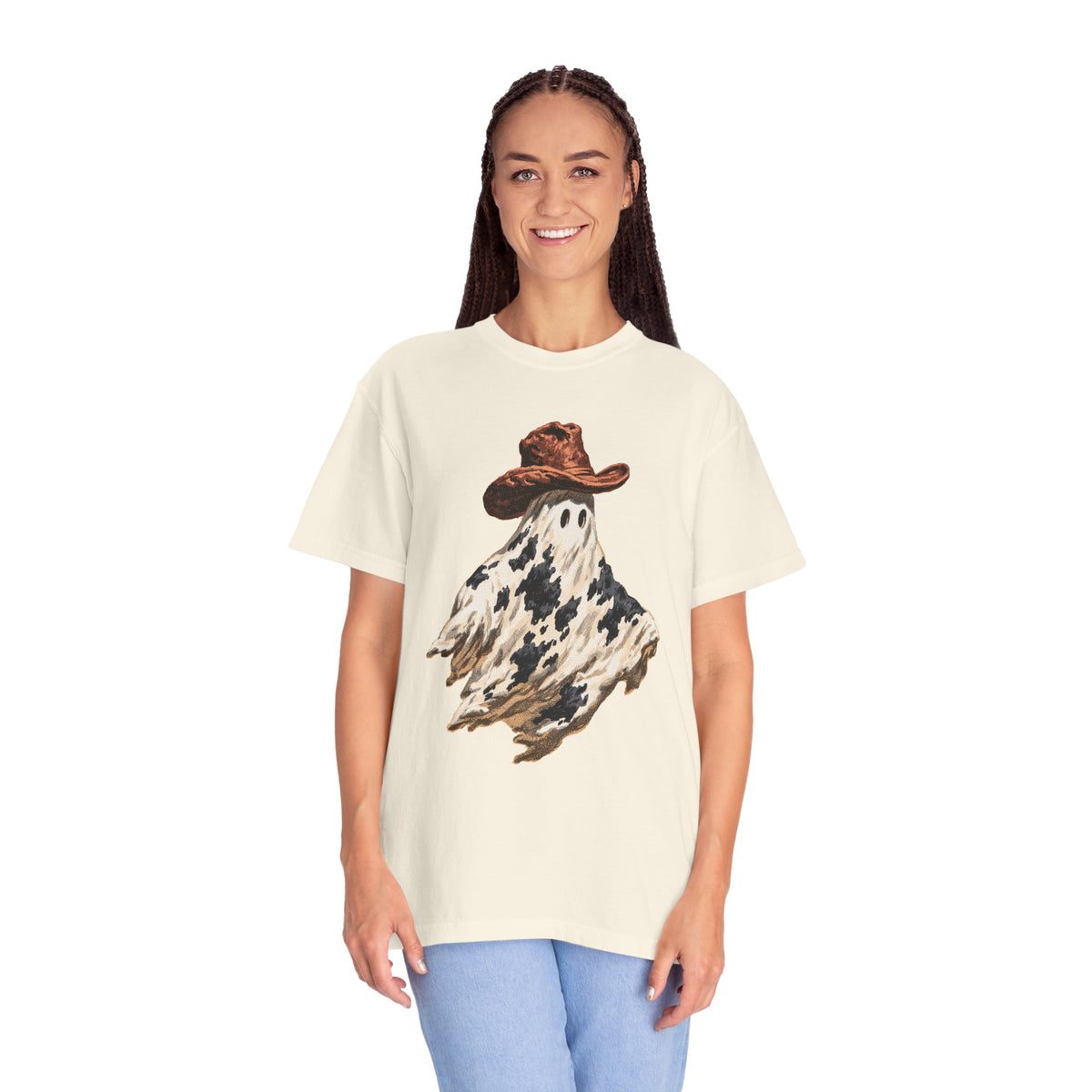 Western Ghost Halloween Shirt, Cowboy Hat Spooky Graphic Tee, Cute Vintage Fall Gift for Cowgirl, Country October Outfit for Women