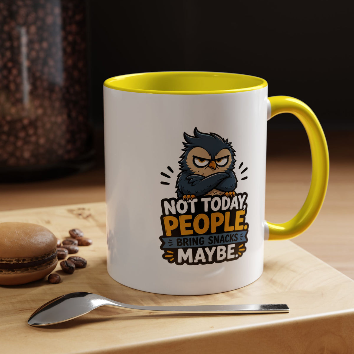 Not Today People Mug, Funny Owl Coffee Cup, Introvert Humor Gift for Coworker, Funny Snack Lover Present, Sarcastic Office Drinkware