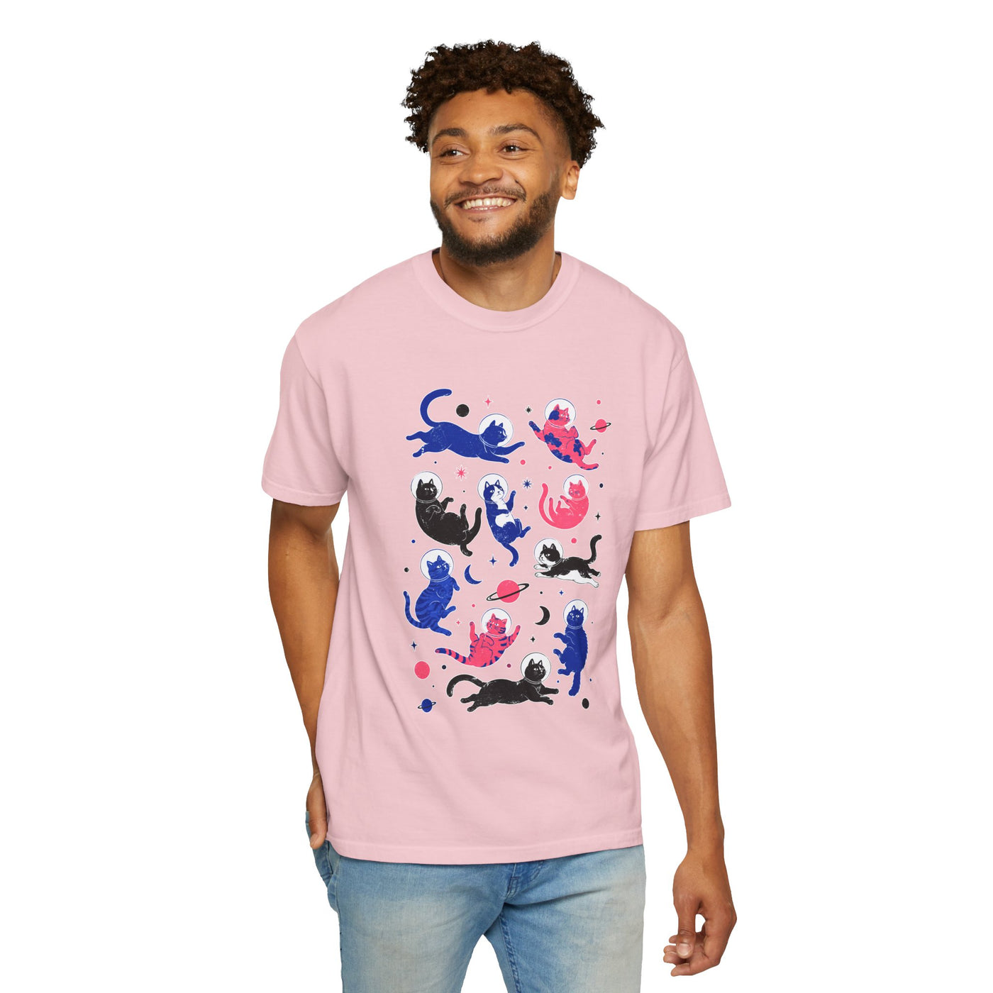 Space Cat Shirt Comfort Colors Tee, Astronaut Cat Graphic T Shirt, Galaxy Cat Lover Gift, Cute Cosmic Kitty Shirt for Women