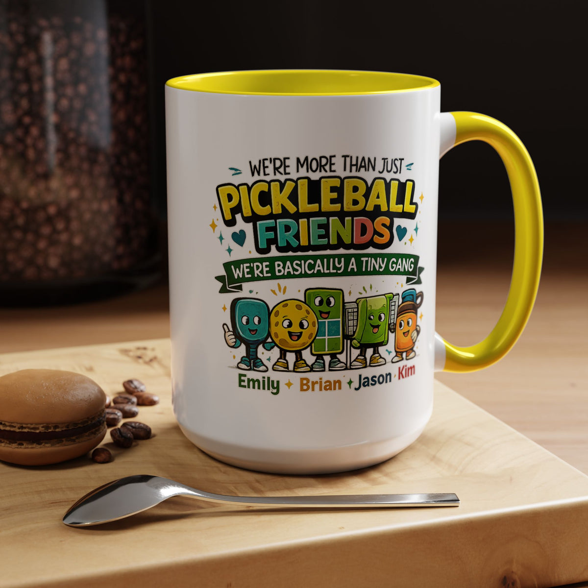 Personalized Pickleball Friends Mug, Custom Pickleball Team Coffee Mug with Names, Funny Pickleball Gift for Teammates and Best Friends