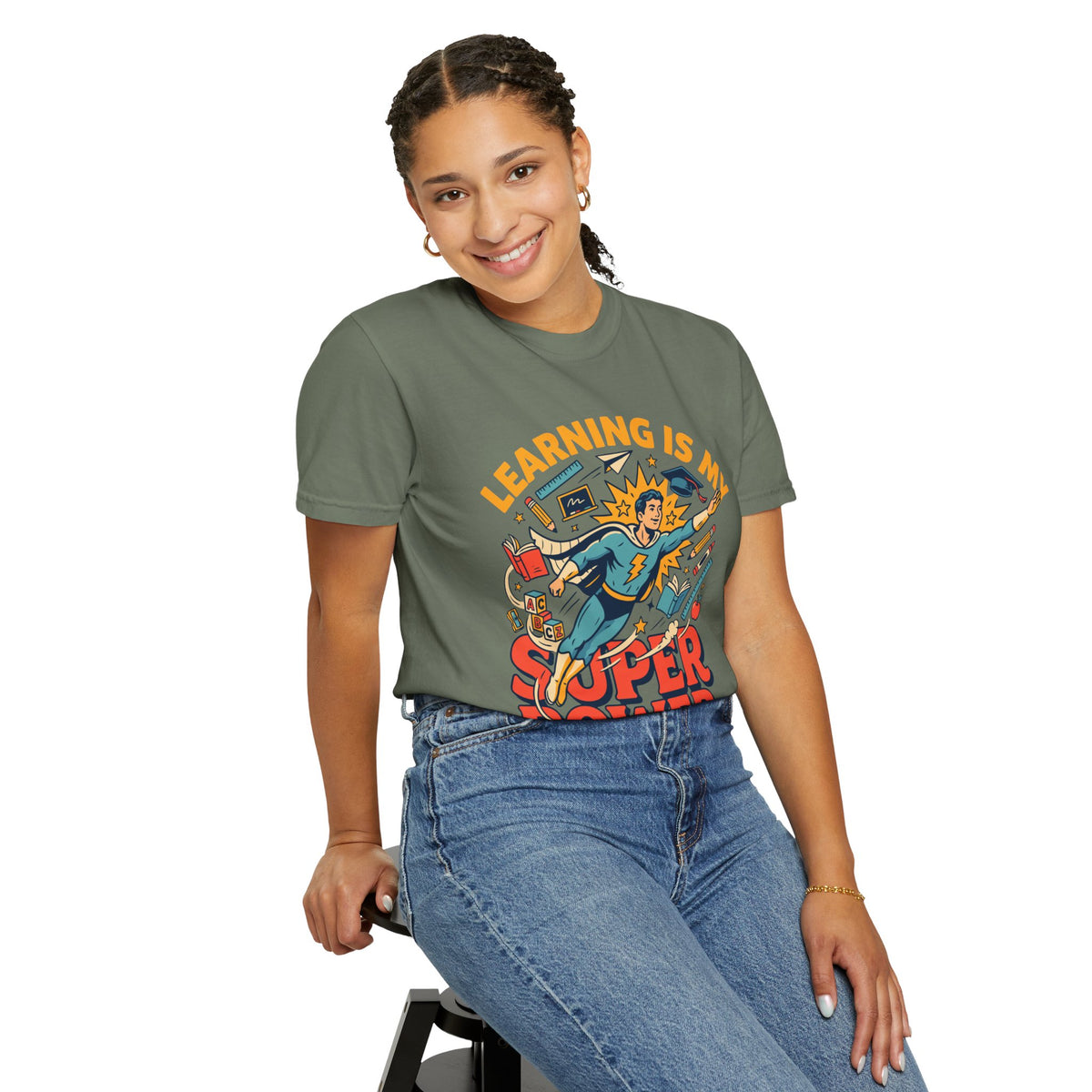 Teacher Superhero Comfort Colors Shirt, Learning Is My Super Power Tee, Teacher Appreciation Gift, Back To School Educator Shirt