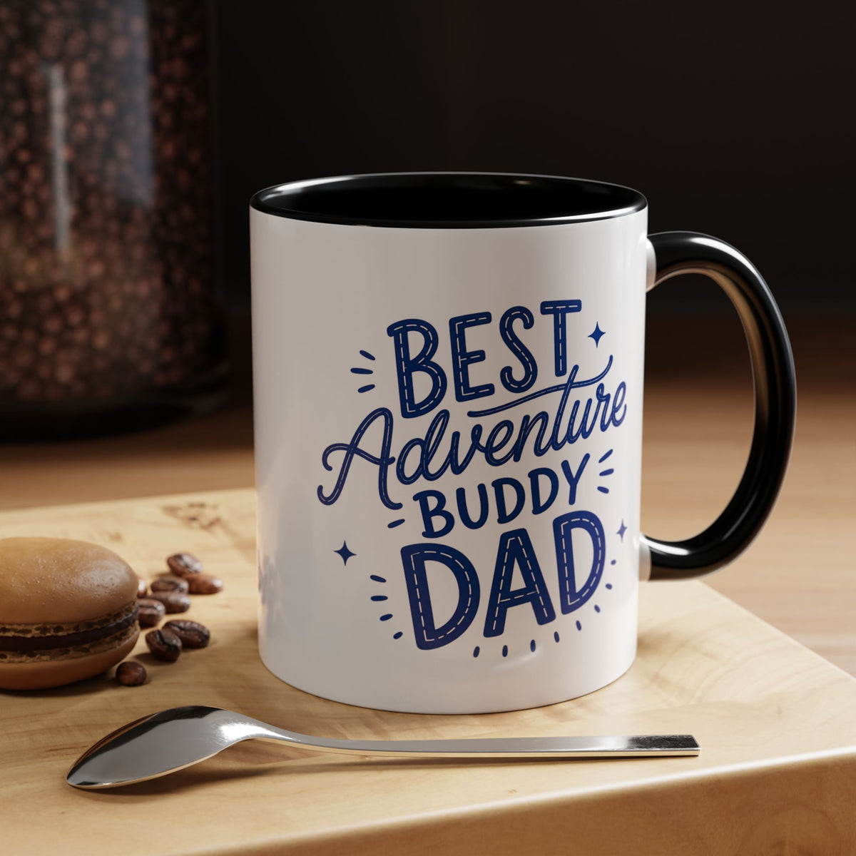 Best Adventure Buddy Dad Coffee Mug, Father's Day Gift from Kids, Travel and Hiking Outdoor Papa Ceramic Tea Cup with Black Handle