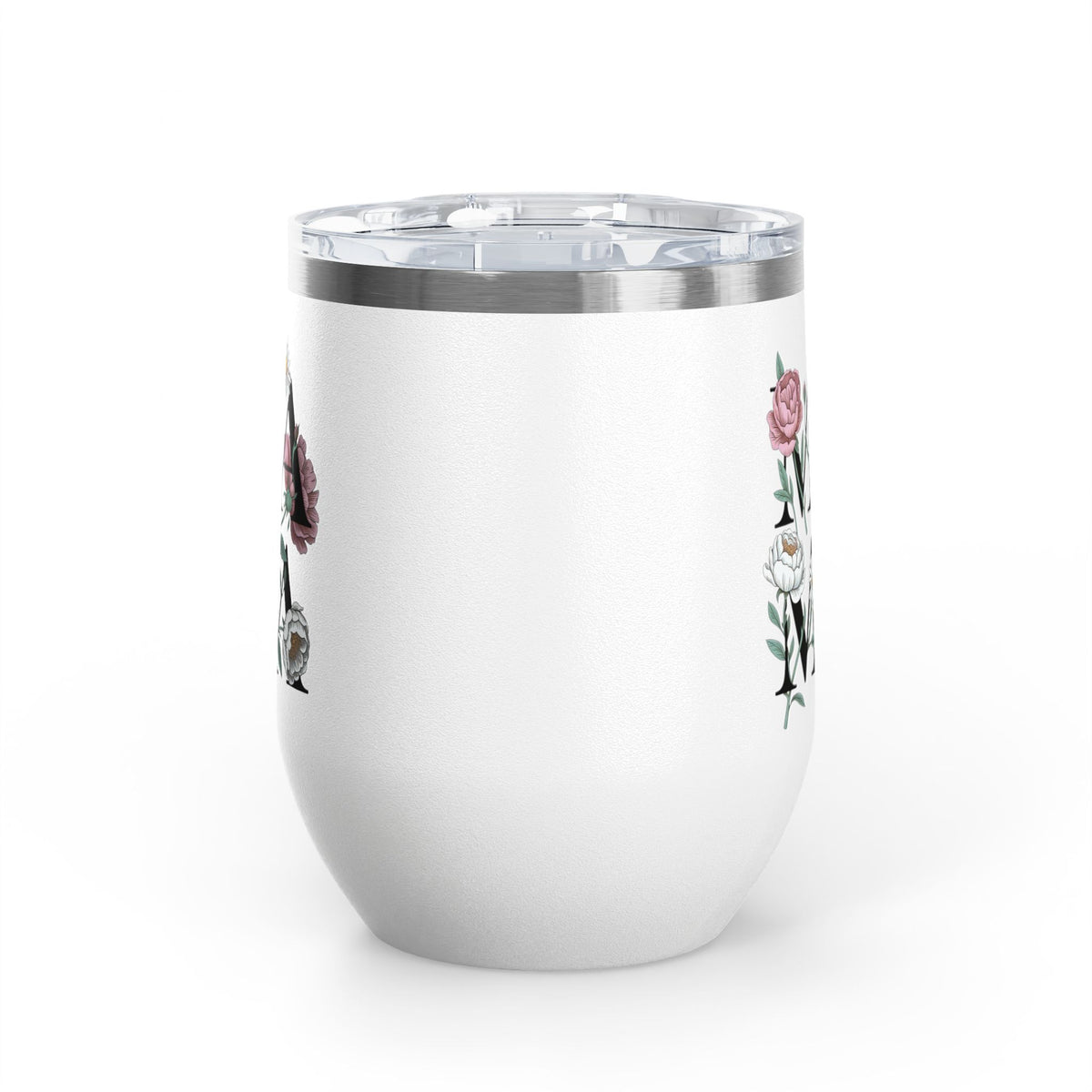 Floral Mama Wine Tumbler, Flower Wine Cup for Mom, Botanical Drinkware, Mothers Day Gift for Mom, Feminine Coffee and Wine Tumbler
