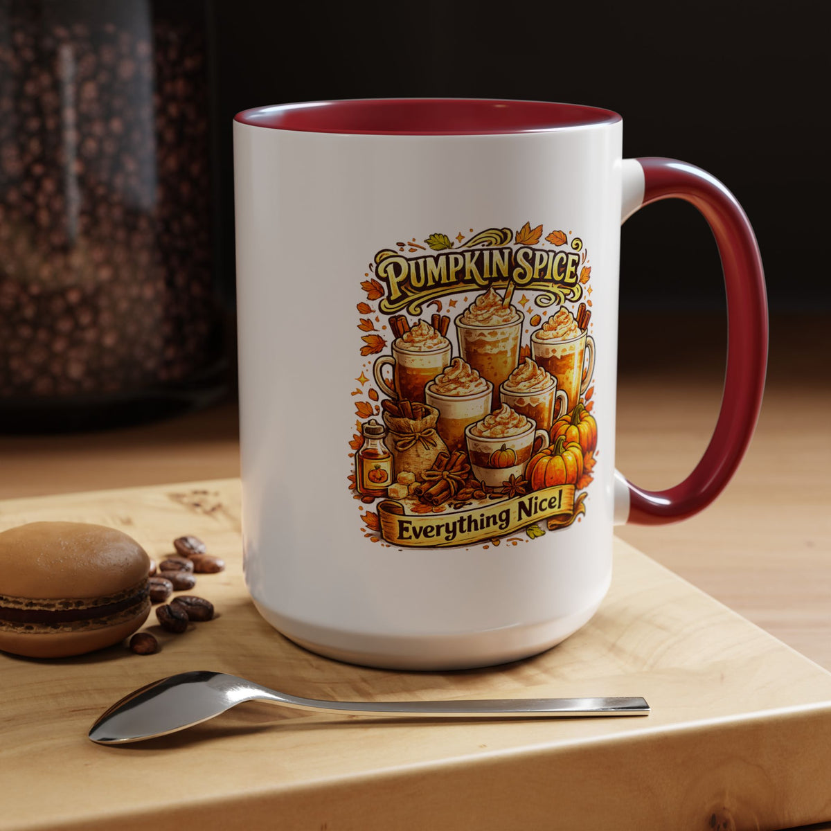 Pumpkin Spice Coffee Mug, Everything Nice Fall Cup, Autumn Latte Gift for Coffee Lover, Thanksgiving Hostess or Pumpkin Season Fan