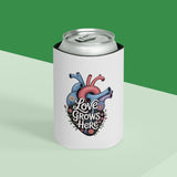 Love Grows Here Can Cooler, Floral Anatomical Heart Drink Sleeve, Mental Health Gift, Self Love Gift, Encouraging Gift for Her