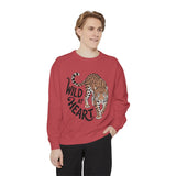 Wild at Heart Leopard Comfort Colors Sweatshirt, Leopard Graphic Crewneck, Animal Lover Sweatshirt, Safari Style Gift
