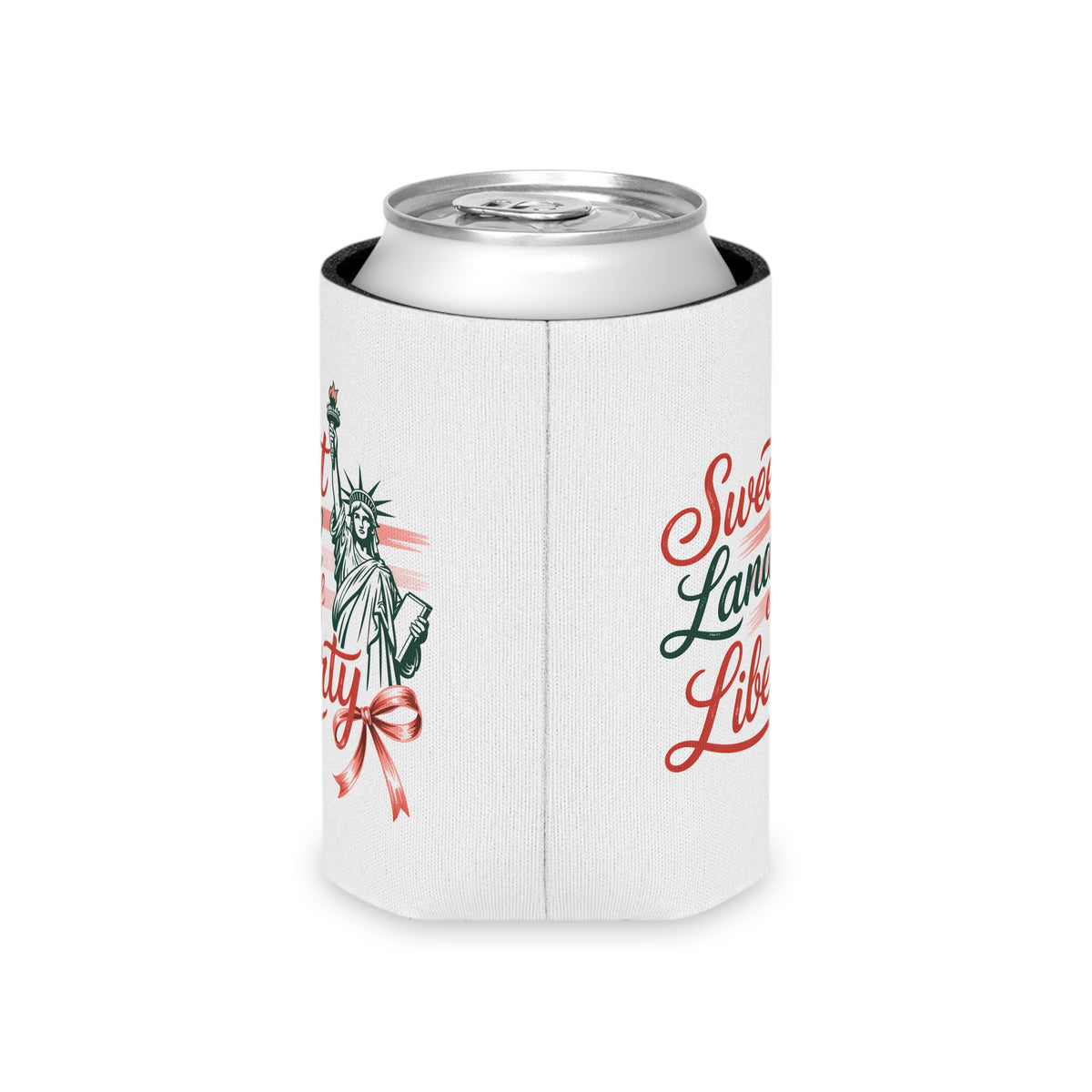 Sweet Land of Liberty Can Cooler, Patriotic Wine Can Holder, USA Drink Sleeve, 4th of July Gift, American Flag Beverage Holder