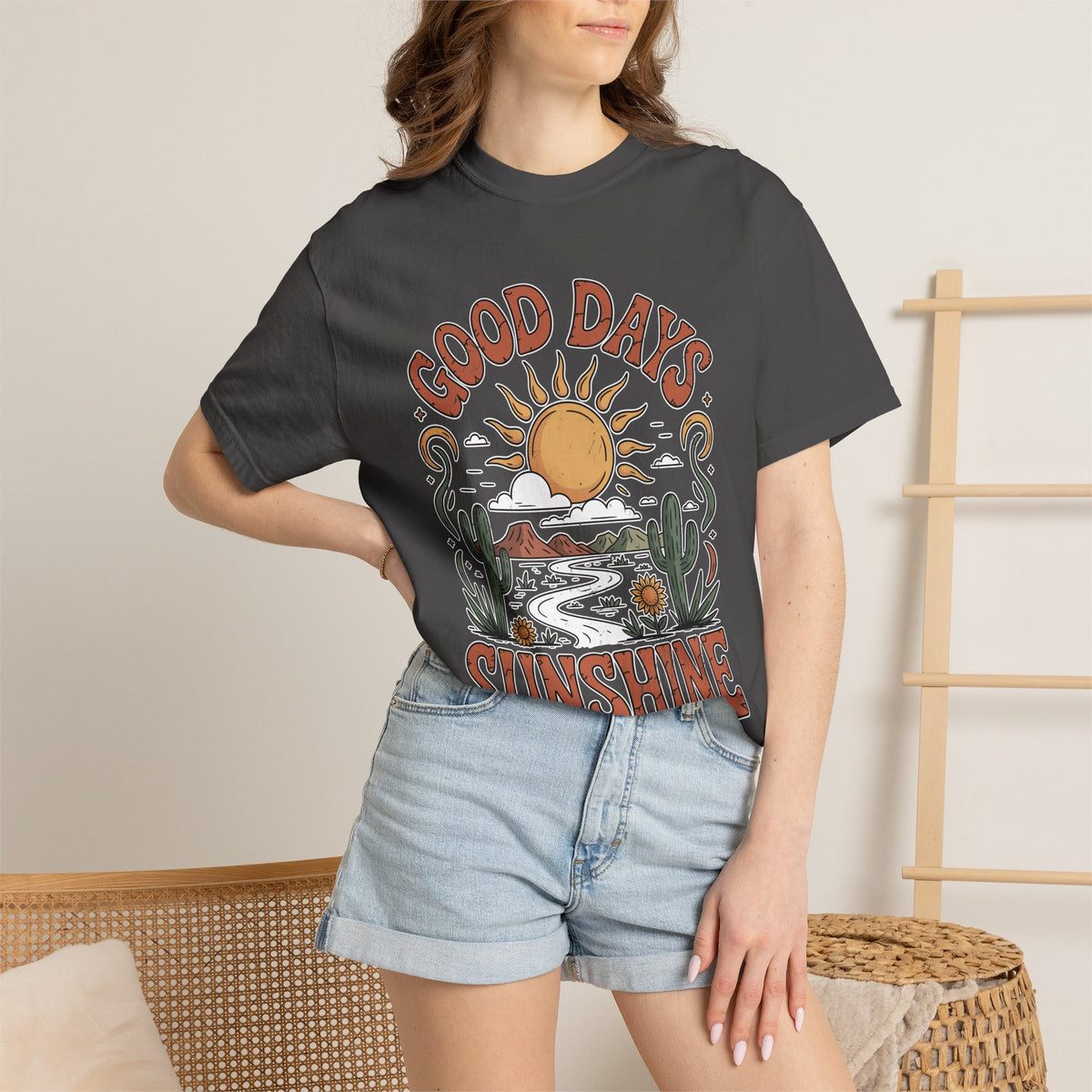 Positive Sunshine Comfort Colors Shirt, Good Days Sunshine Graphic Tee, Retro Desert Nature Shirt, Boho Summer Aesthetic Tee