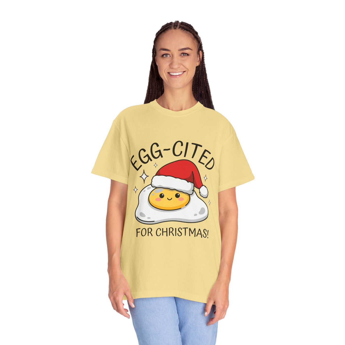 Egg-Cited for Christmas Shirt, Funny Fried Egg T-Shirt, Cute Food Pun Holiday Tee, Christmas Breakfast Gift for Brunch Lover or Cook