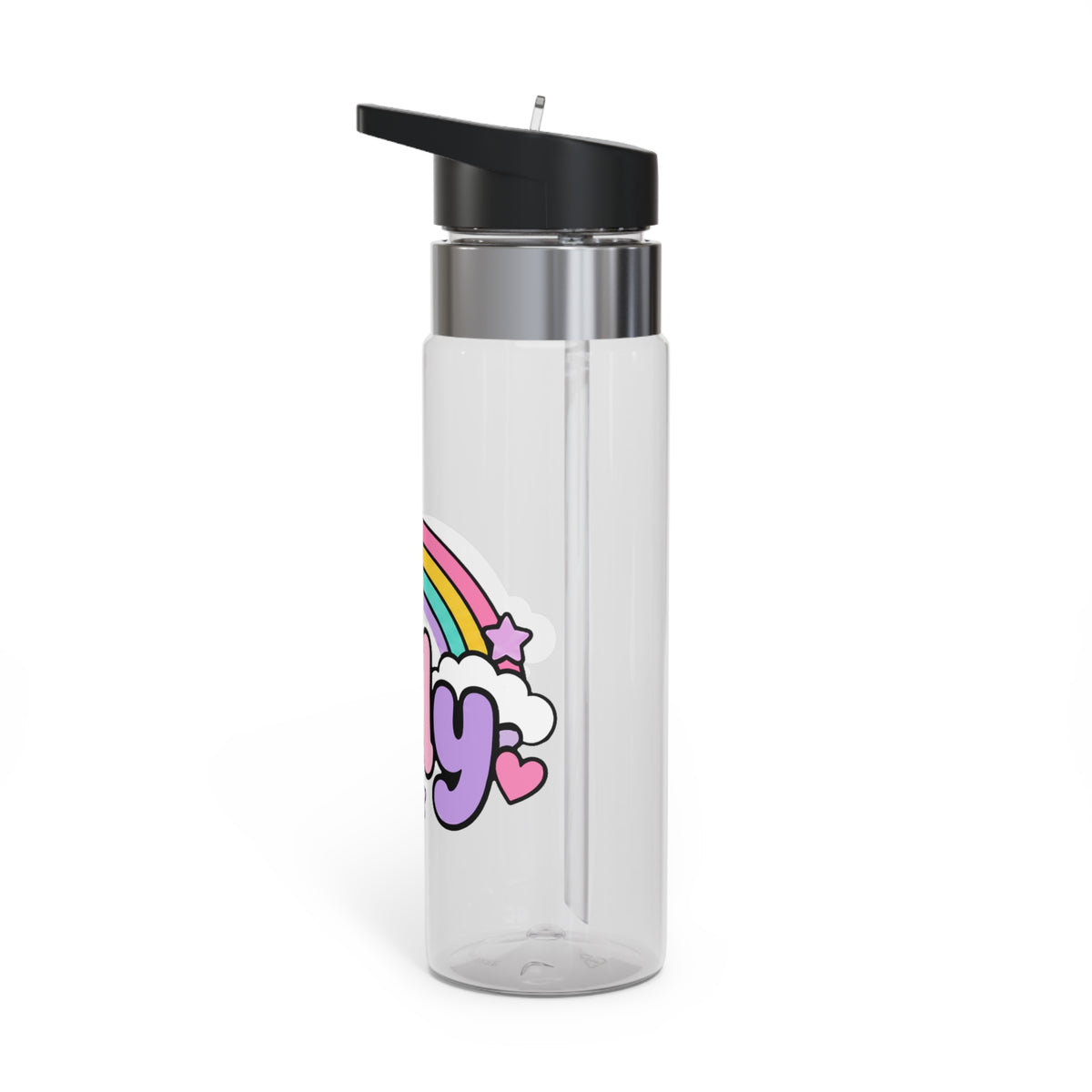 Personalized Rainbow Water Bottle, Pastel Custom Name Drink Bottle for Girls, Cute Kids School Bottle, Birthday Gift for Her