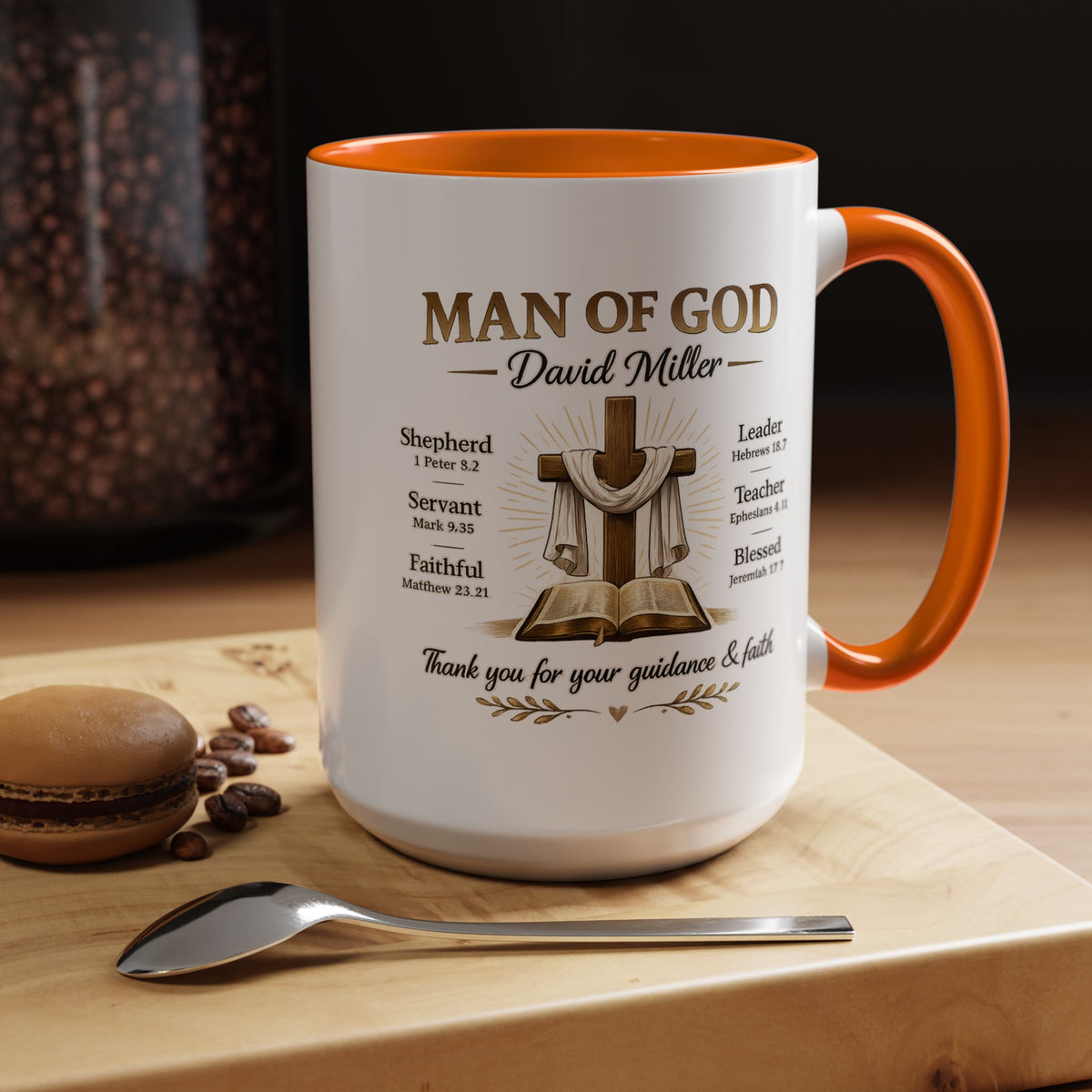 Personalized Man of God Mug, Christian Pastor Appreciation Gift, Custom Faith Coffee Mug for Pastor, Church Leader Thank You Gift