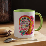 Inspirational Cat Lover Mug, Life Isn't Always Glitter and Rainbows But A Little Magic Helps Coffee Mug, Cute Rainbow Cat Gift