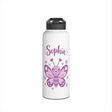 Cute Butterfly Personalized Water Bottle, Custom Name Drink Bottle, School Gift, Butterfly Lover Present, Birthday Gift, Reusable Bottle
