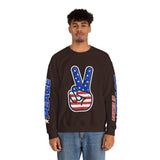 United in Peace Sweatshirt, Patriotic Peace Sign Crewneck, American Flag Pullover, USA 250th Anniversary Outfit, Fourth of July Gift