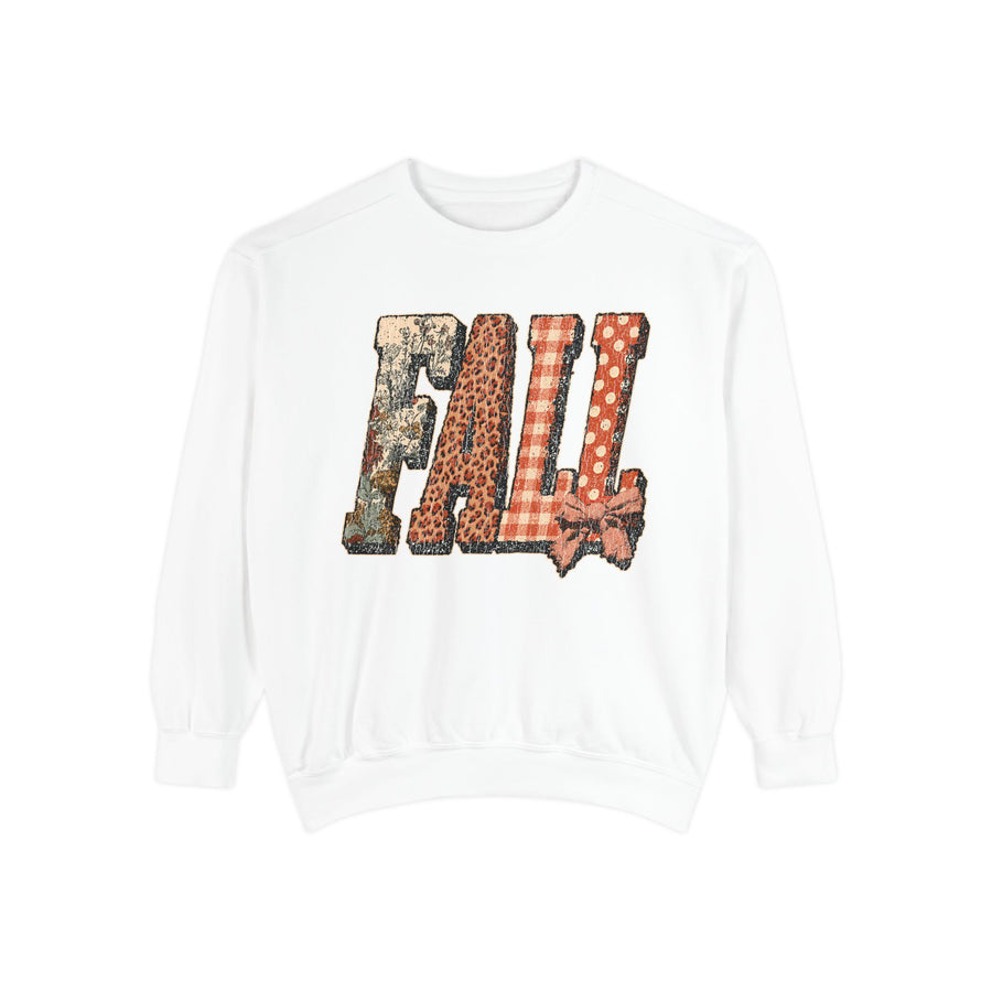 Patchwork Fall Sweatshirt, Floral Leopard Plaid Autumn Pullover, Coquette Bow Seasonal Gift for Women, Cozy Thanksgiving Outfit for Her