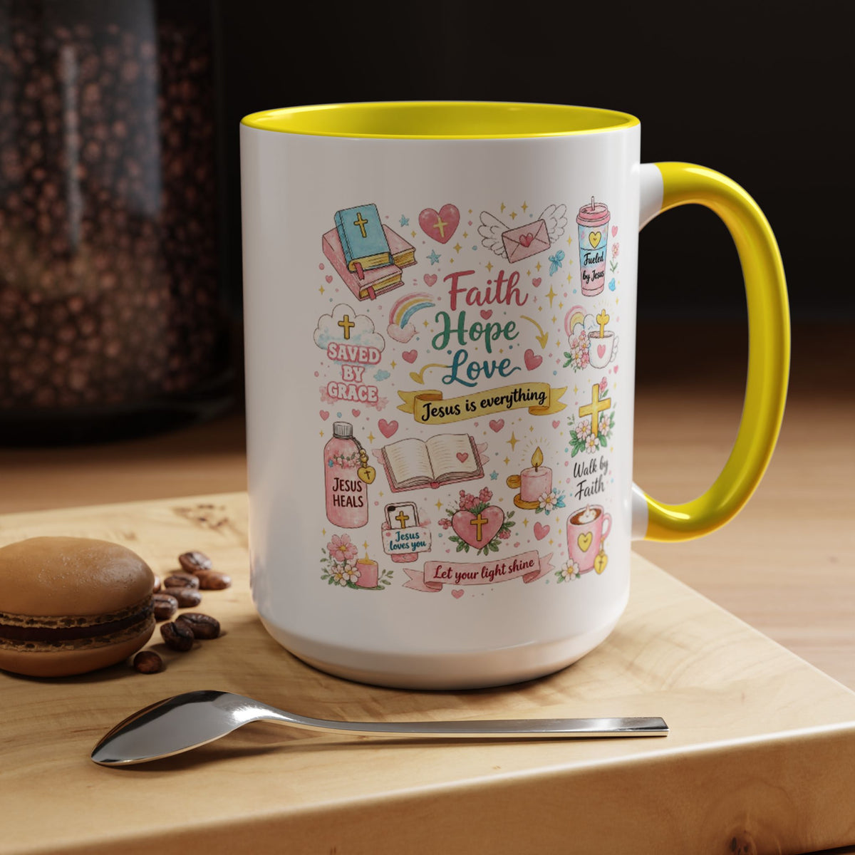 Christian Faith Hope Love Mug, Inspirational Bible Verse Coffee Mug, Jesus Is Everything Gift, Religious Mug for Women