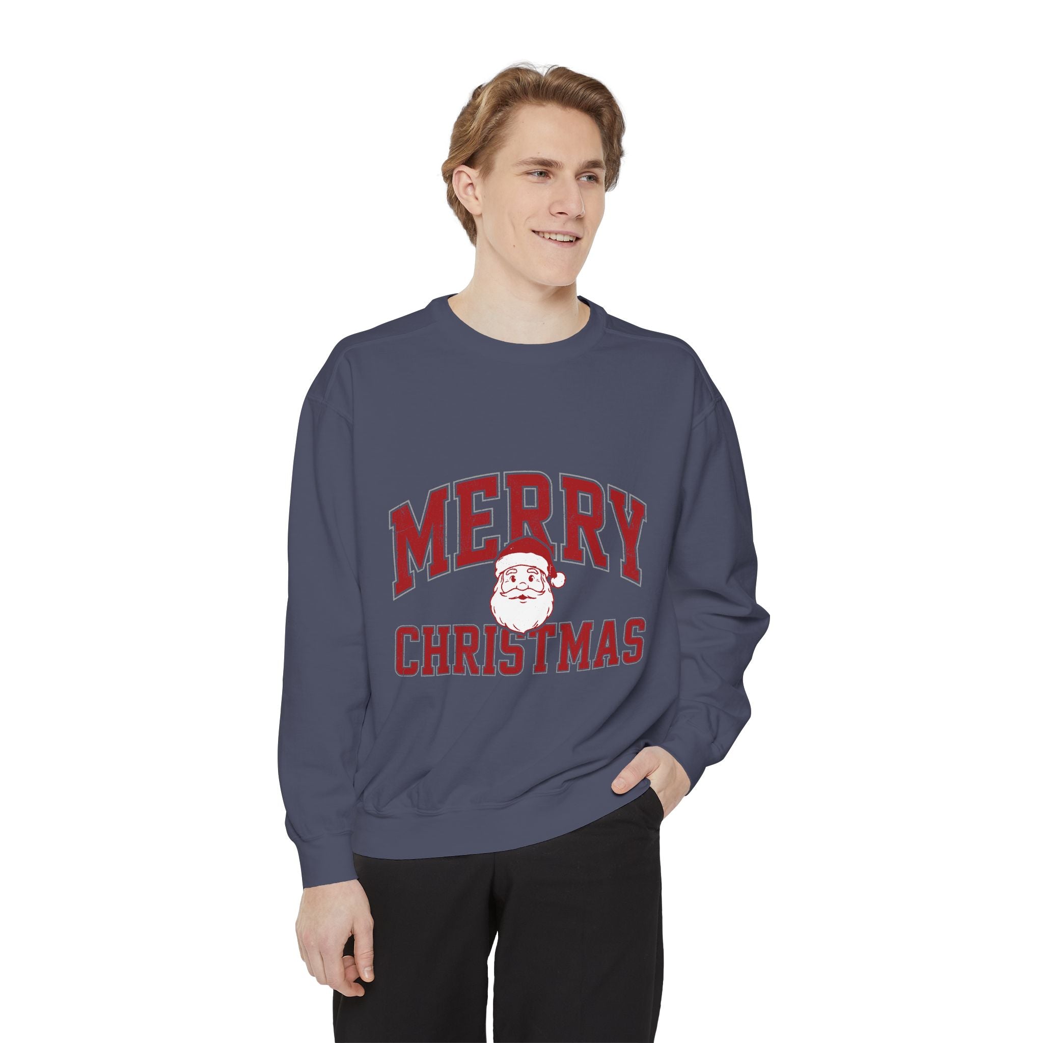 Merry Christmas Santa Sweatshirt, Vintage Holiday Crewneck, Festive Christmas Party Pullover, Retro Santa Claus Gift for Family Photos