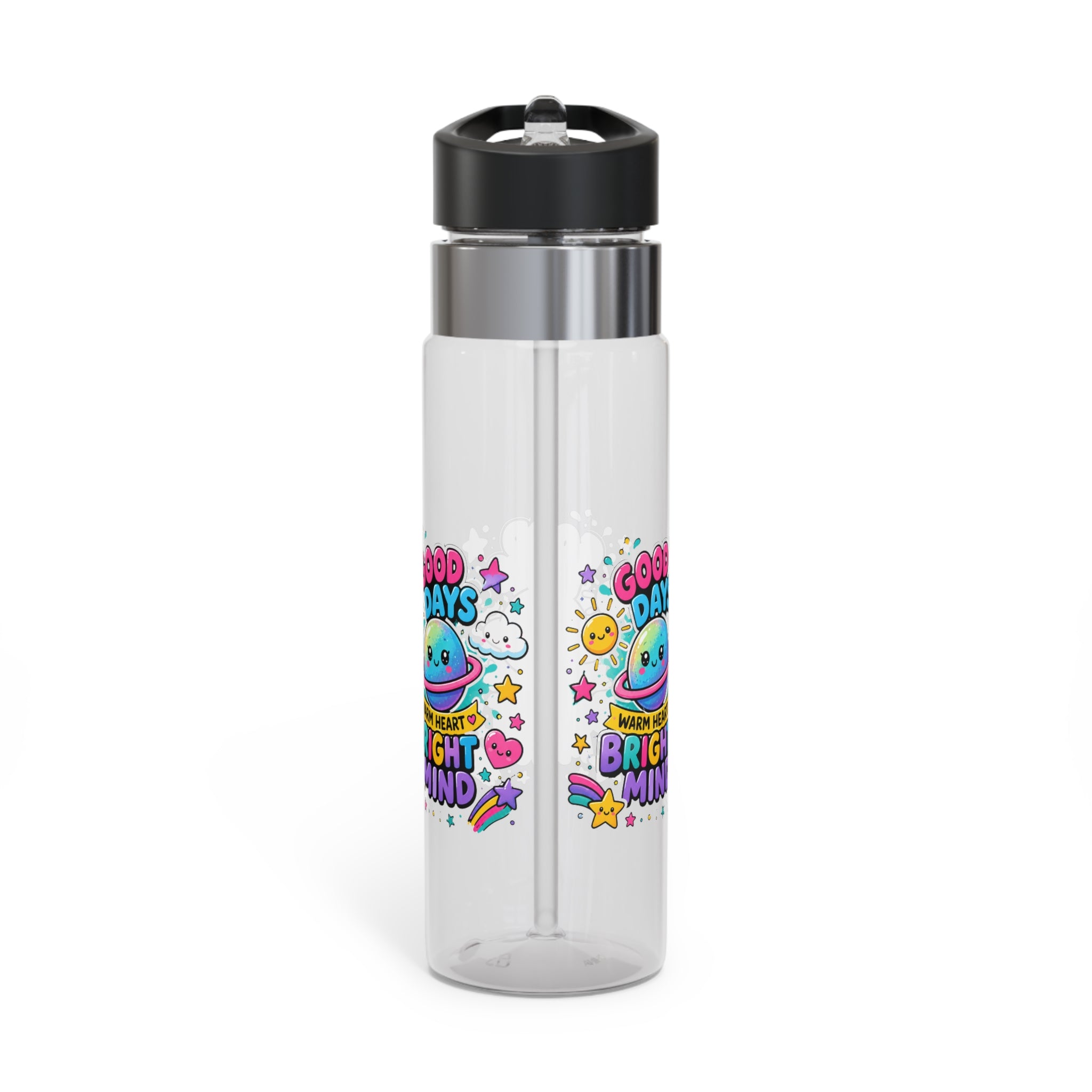 Cute Transparent Water Bottle for Kids, Good Days Drink Bottle, Kawaii Space Water Bottle, Positive School Gift, Colorful Kids Drinkware