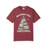 Booked for Christmas Shirt, Book Lover Holiday T-Shirt, Christmas Tree Books Tee, Cozy Reading Gift for Librarian, Teacher or Bookworm