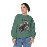 Traditional Panther Graphic Sweatshirt, Floral Tattoo Pullover for Men and Women, Old School Big Cat Top