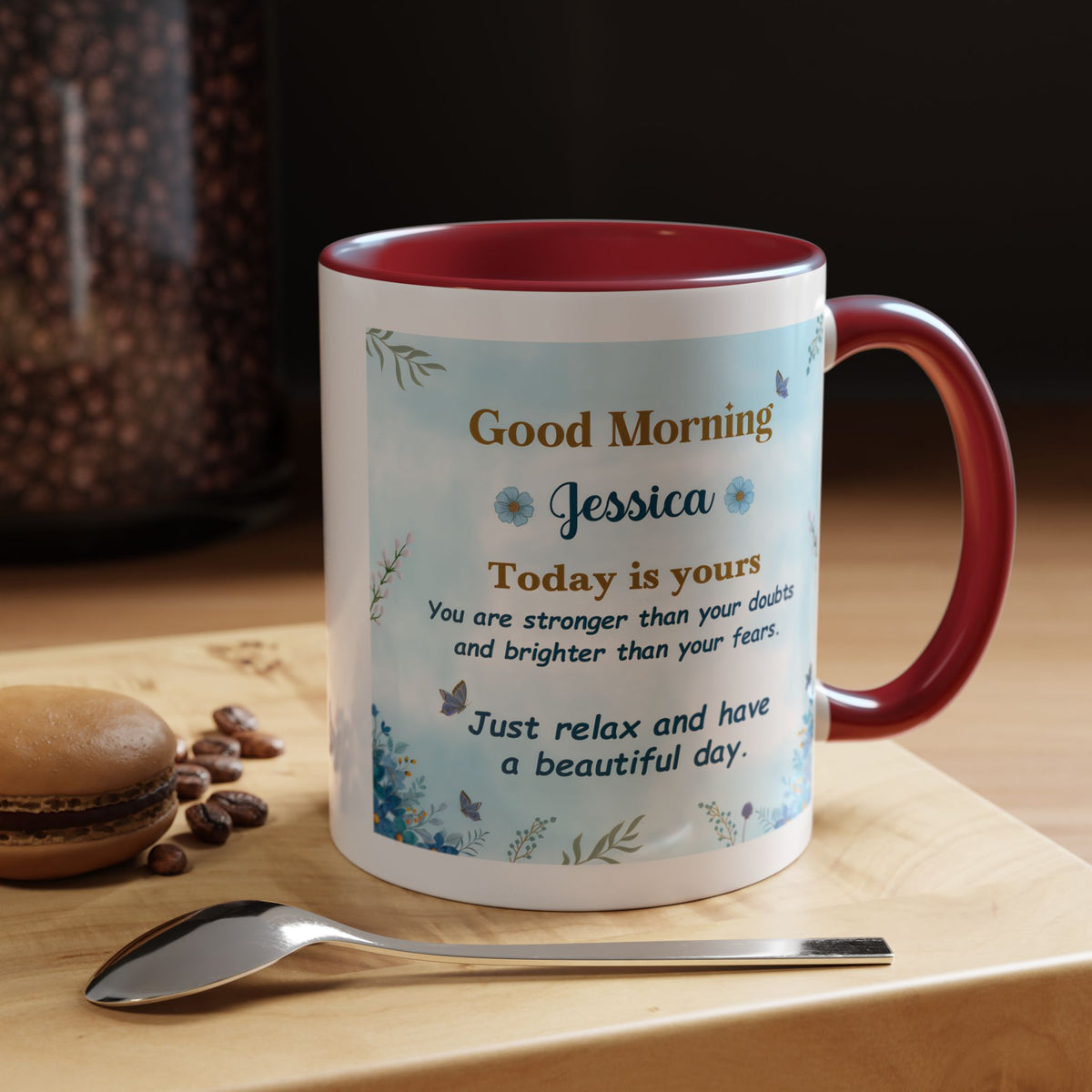 Personalized Good Morning Mug, Custom Name Coffee Mug, Inspirational Morning Cup, Positive Quote Mug, Encouragement Gift for Her