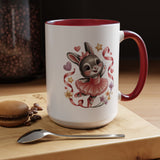 Ballerina Bunny Mug, Rabbit in a Pink Tutu with Flowers and Ribbons, Ballet Recital Gift for a Daughter or Dance Lover's Birthday Surprise