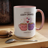 Partners in Cozy Crimes Mug, Personalized Best Friend Coffee Mug, Custom Name Friendship Gift for Women