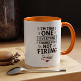 Personalized Funny Boss Mug, Thanks for Not Firing Us Coffee Cup, Custom Manager Name Gift, Coworker Office Humor, Boss Day Present