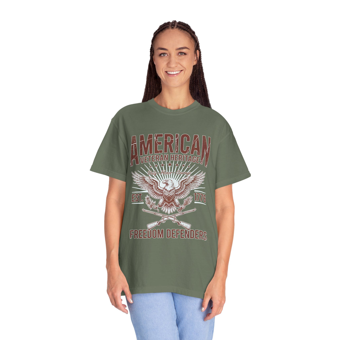 American Veteran Heritage Shirt, Freedom Defenders T-Shirt, Patriotic Eagle Gift, Veterans Day or Military Retirement Tee for Proud Veteran