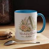 Personalized Floral Initial Mug, Custom Name Coffee Mug with Monogram Letter, Rooted in Beauty Gift for Women, Botanical Birthday Cup