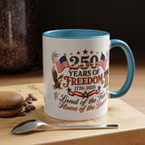 250 Years of Freedom Mug, America 250th Anniversary Coffee Mug, Patriotic Eagle Liberty Bell Cup, USA Semiquincentennial Gift