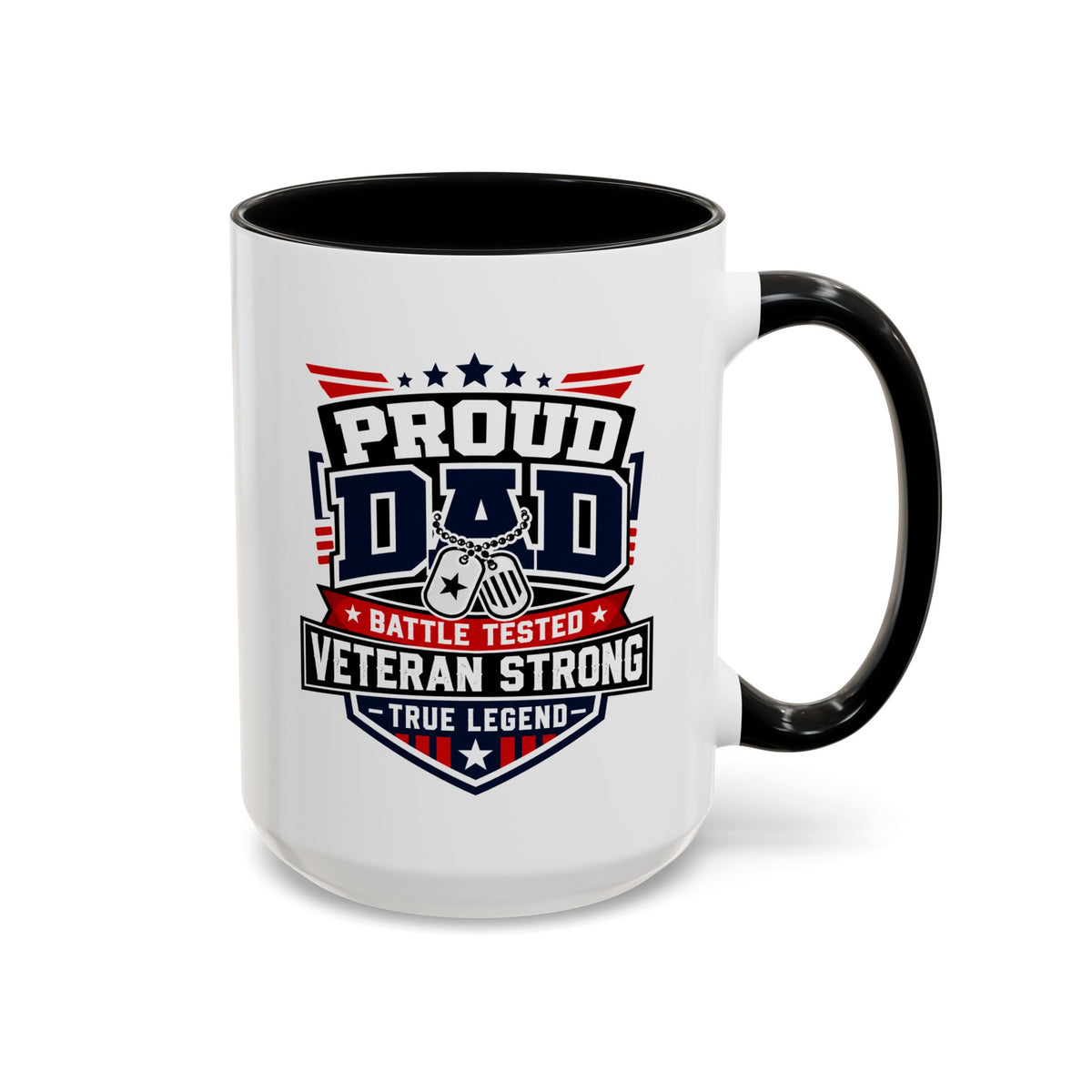 Proud Veteran Dad Coffee Mug, Battle Tested Veteran Strong Cup, Patriotic Military Gift for Father, Retired Soldier or True Legend