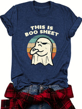Halloween pattern round neck short sleeved shirt
