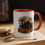 Halloween Witch Coffee Mug, Spooky Reaper and Pumpkin Cup, Gothic Horror Gift for Halloween Lover, Haunted House October Drinkware