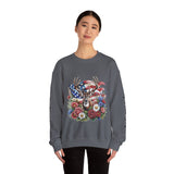 Personalized Hunting Family Sweatshirt, Custom Deer Patriotic Pullover, American Flag Floral Crewneck, Family Gift, Outdoorsman Shirt