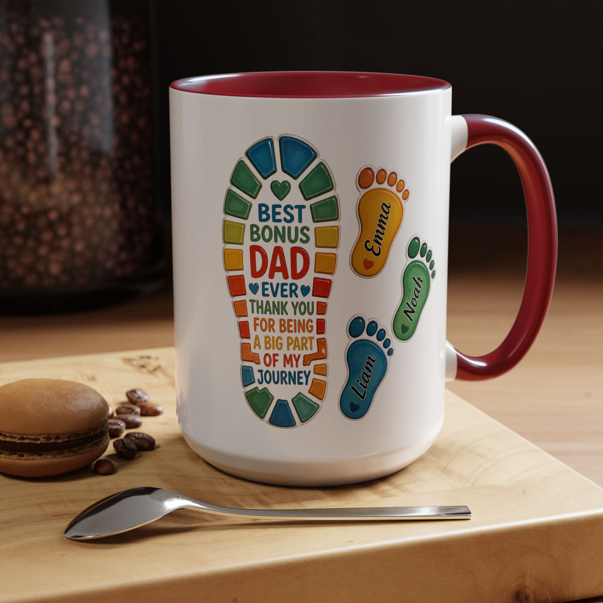 Personalized Bonus Dad Mug, Custom Stepdad Coffee Mug with Kids Names, Father's Day Gift for Bonus Father, Family Appreciation Cup