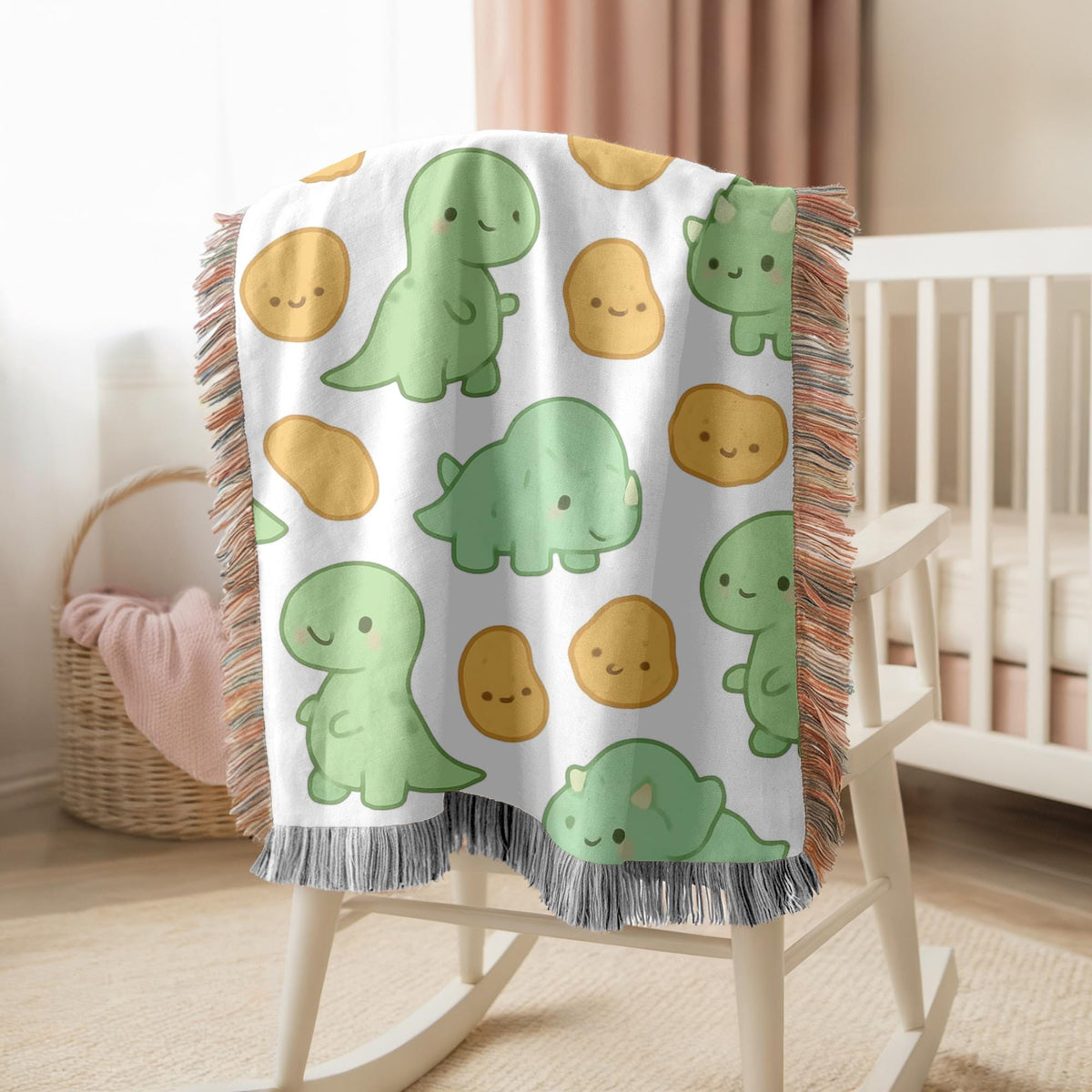 Cute Dinosaur Baby Woven Blanket Dino Nursery Blanket Kids Dinosaur Blanket Toddler Blanket Dinosaur Gift Baby Shower Gift