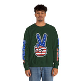 United in Peace Sweatshirt, Patriotic Peace Sign Crewneck, American Flag Pullover, USA 250th Anniversary Outfit, Fourth of July Gift