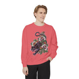 Traditional Panther Graphic Sweatshirt, Floral Tattoo Pullover for Men and Women, Old School Big Cat Top