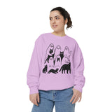 Ghost Cat Halloween Sweatshirt, Cute Spooky Cats and Ghosts Pullover, Cozy Pet Lover Gift, Minimal Black and White Fall Outfit for Women