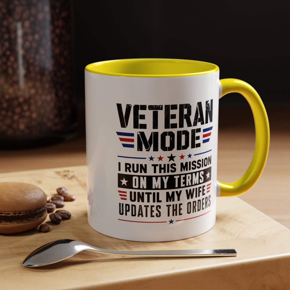 Funny Veteran Husband Mug, Veteran Mode Wife Updates Orders Coffee Cup, Military Spouse Gift for Retired Soldier, Anniversary or Birthday