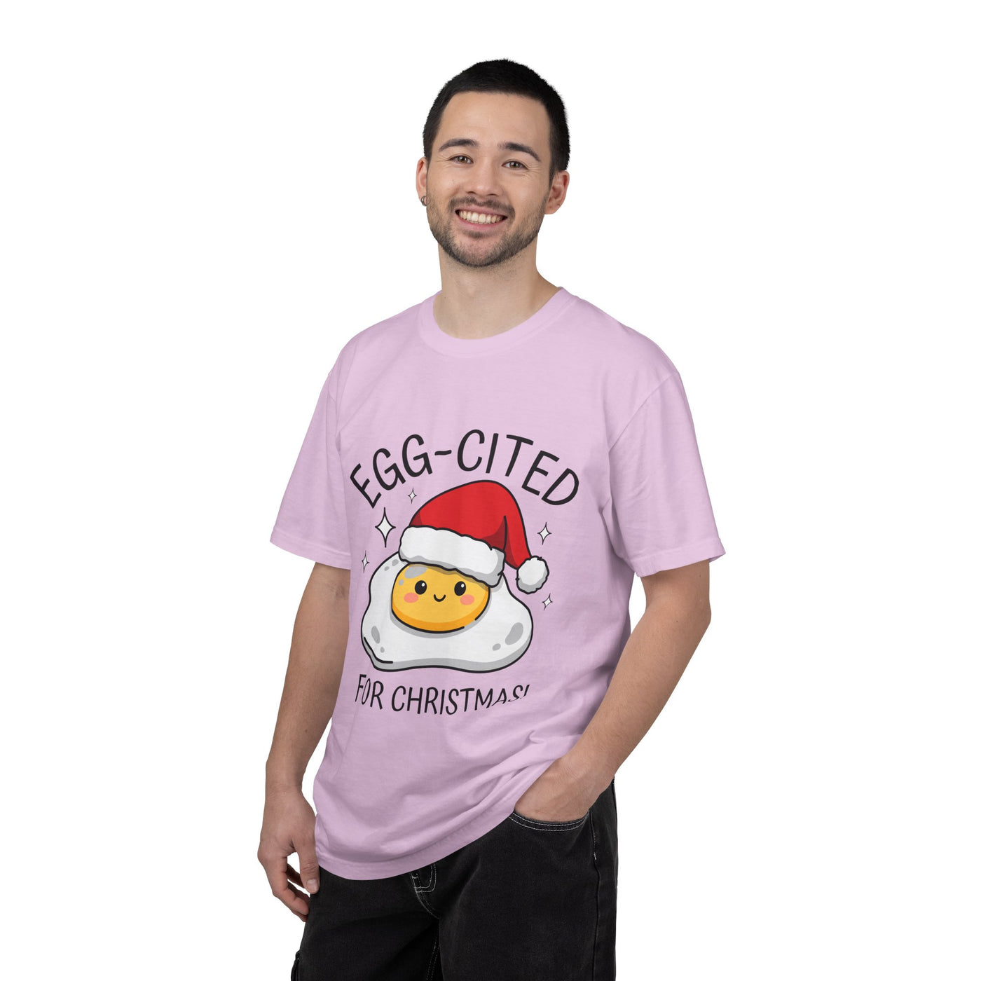 Egg-Cited for Christmas Shirt, Funny Fried Egg T-Shirt, Cute Food Pun Holiday Tee, Christmas Breakfast Gift for Brunch Lover or Cook
