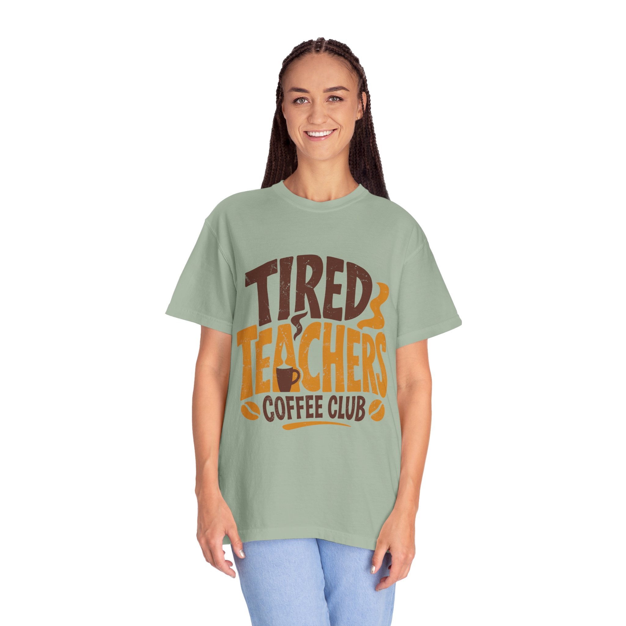 Funny Teacher Coffee Comfort Colors Shirt, Tired Teachers Coffee Club Tee, Teacher Appreciation Gift, Educator Graphic Shirt