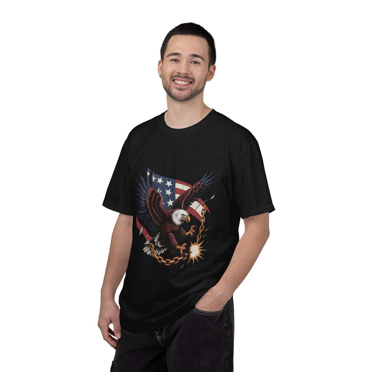 Patriotic Eagle Shirt, American Flag T Shirt, Bald Eagle Military Tee, Veteran Gift, USA Graphic Shirt, Fourth of July Patriotic Top