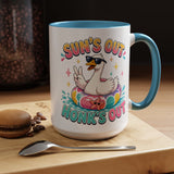 Funny Goose Summer Coffee Mug, Sun's Out Honk's Out Mug, Cute Goose Pool Float Cup, Beach Vacation Gift, Summer Lover Mug