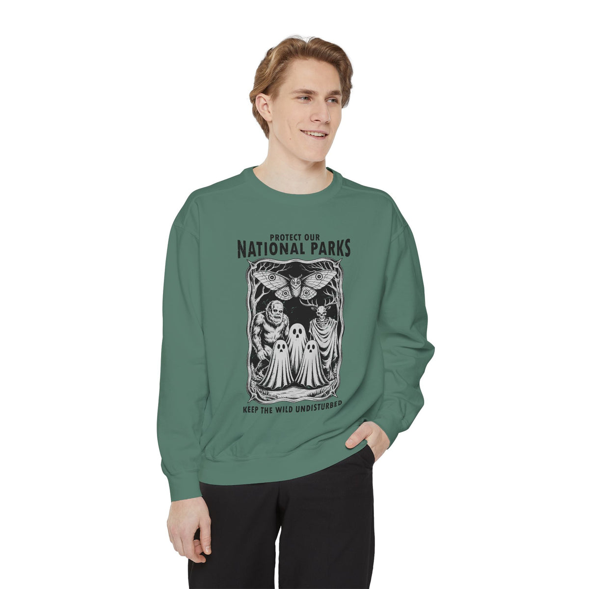 Protect Our National Parks Comfort Colors Sweatshirt, Gothic Nature Lover Crewneck, Cryptid Halloween Outdoor Adventure Gift