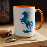 Blue Water Horse Mug, Abstract Horse Lover Coffee Mug, Majestic Stallion Art Cup, Equestrian Gift for Horse Lovers