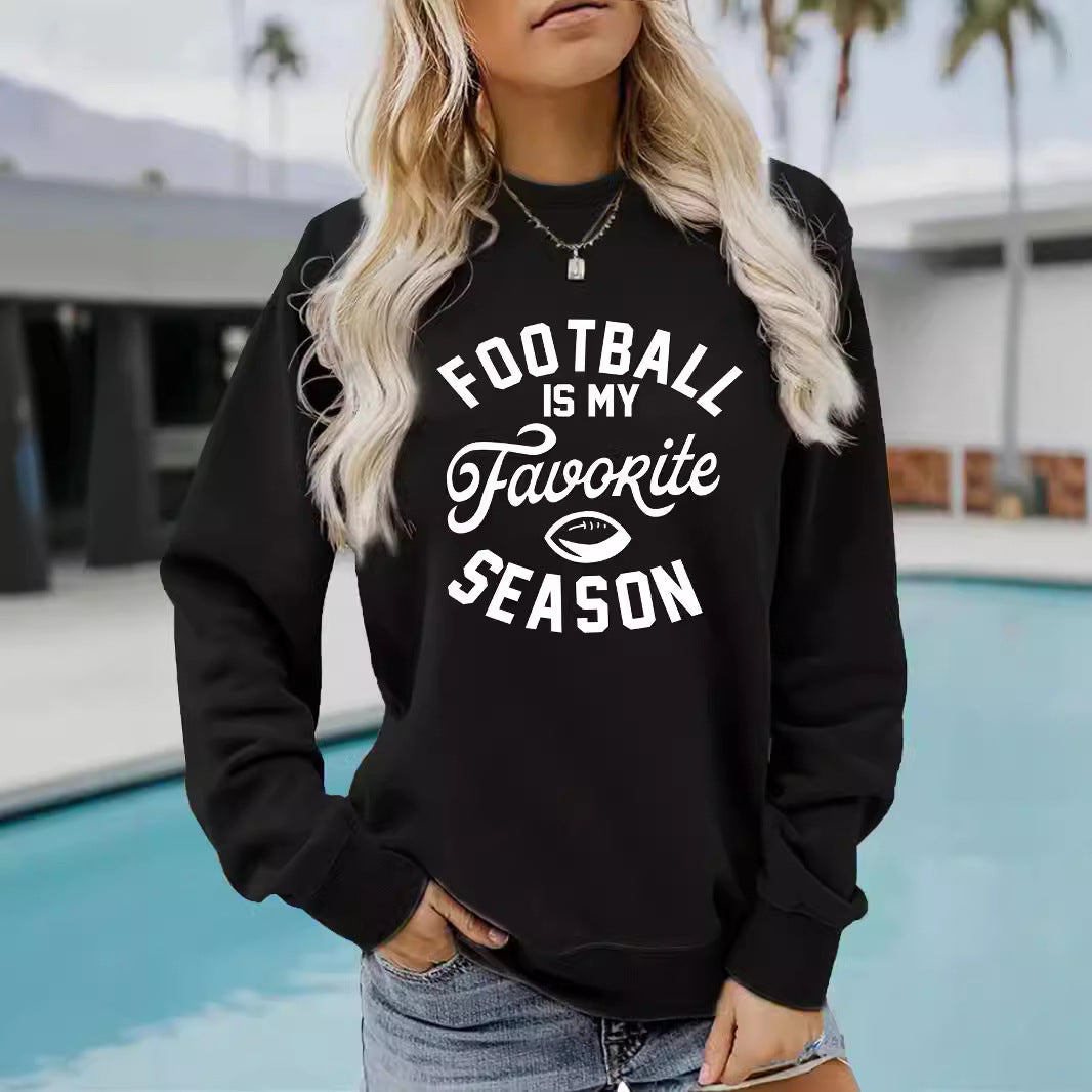 Round neck FOOTBALL printed pullover sweatshirt sweatshirt